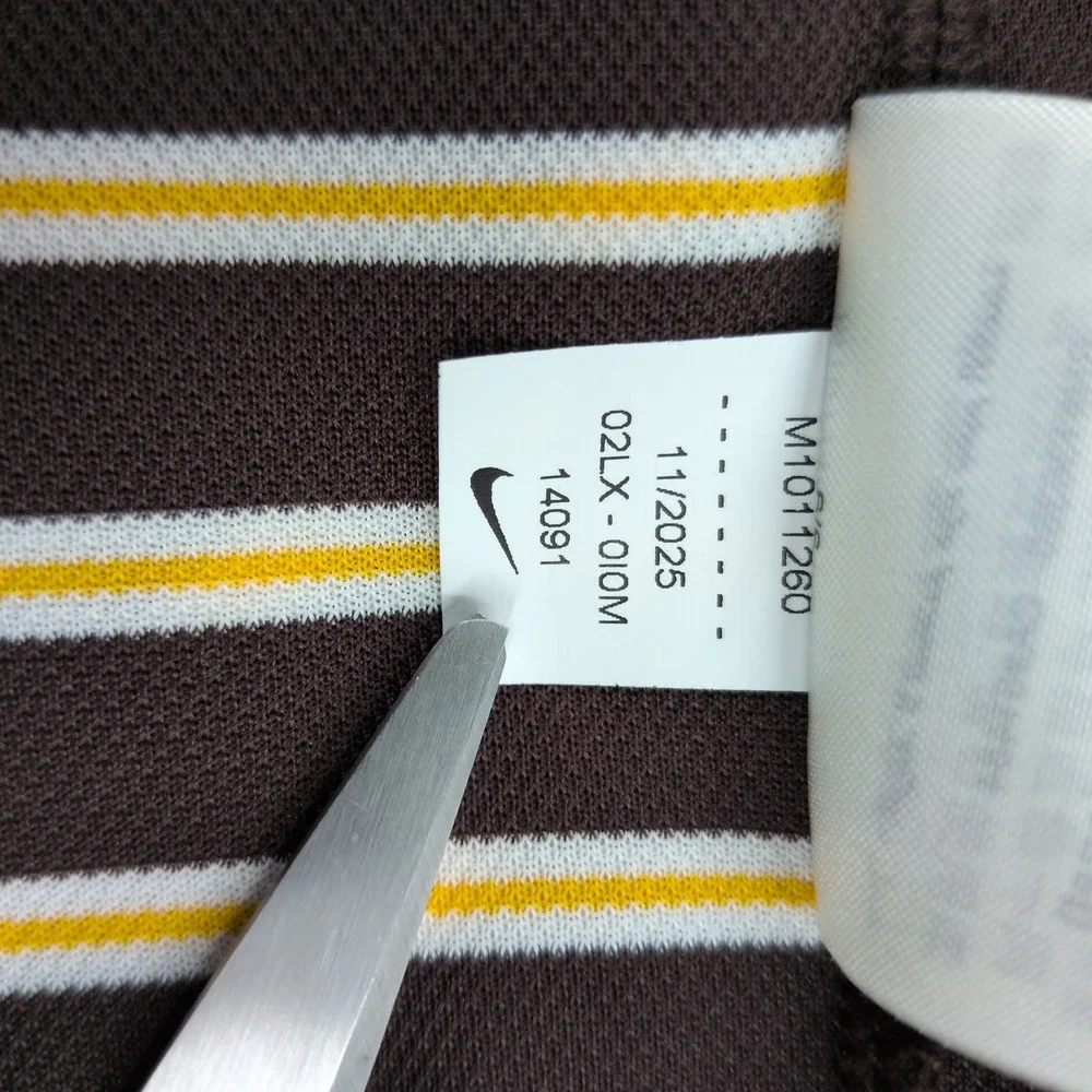 NIKE San Diego Padres Mens Dri-FIT Striped Logo Golf Polo Shirt Brown XL